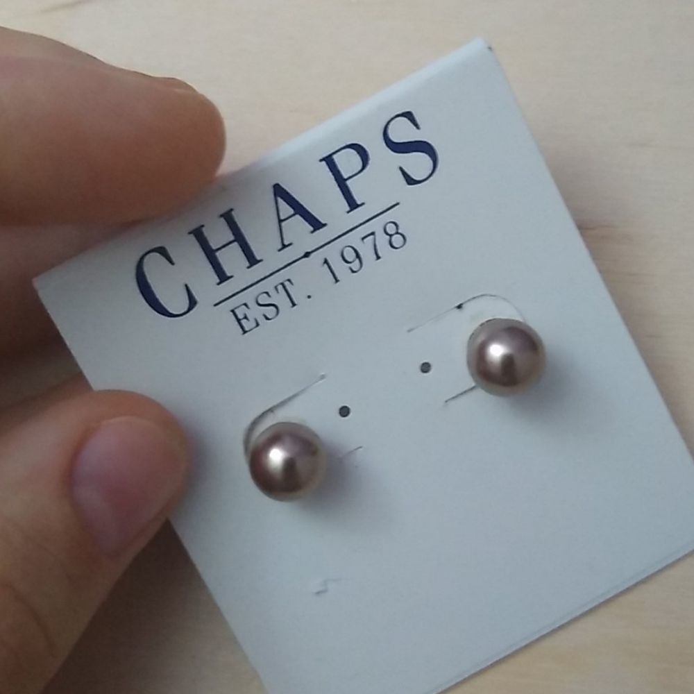 3/$18 CHAPS 1978 Vintage Brown Pearl Studs New
